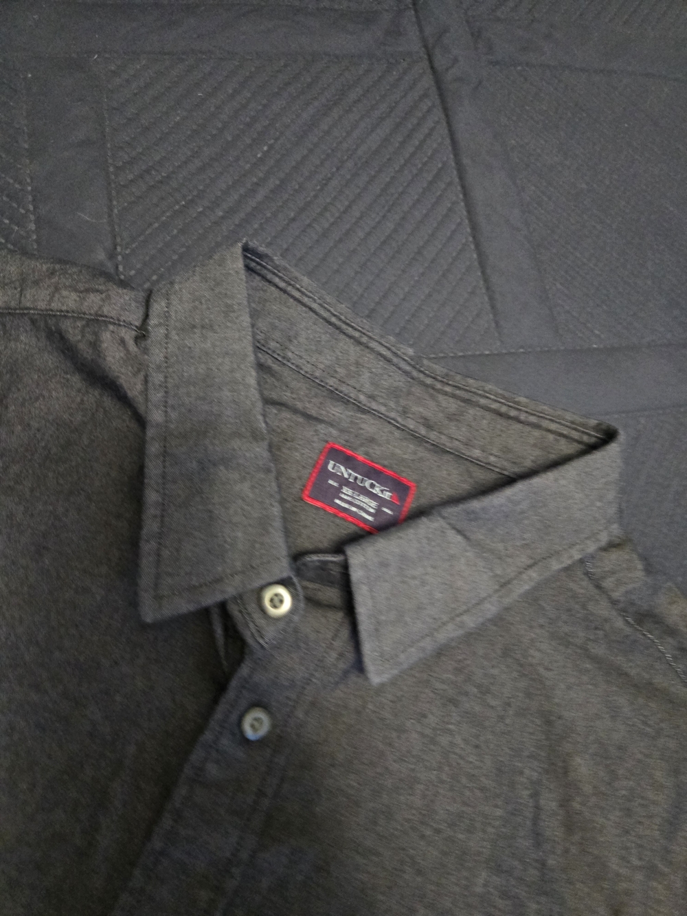 Untuckit Men's Gray Button-Down Shirt Long Sleeves Gray 2xl